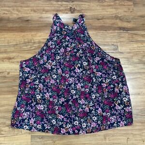 Emery Rose Floral Tank‎ Top Sleeveless Casual with Tie Womens 3XL Charm Vibrant